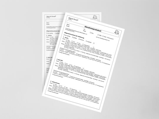 Abnahmeprotokoll für allgemeinzustand der Wohnung, versandbereit.