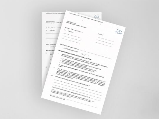 Formblatt für die Modernisierung über Versand